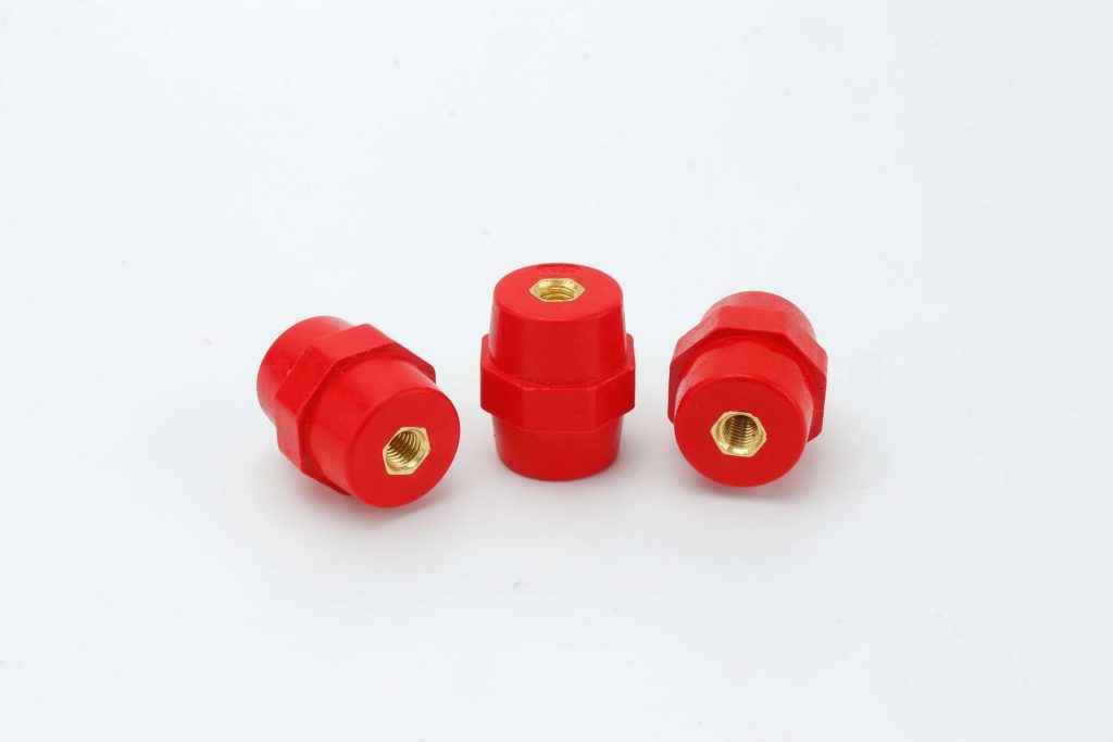 Red Hexagon  Busbar Support Insulator Wire Holder Low Voltage  M6 35mm