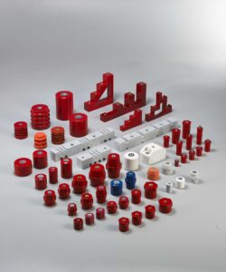 A wide range of insulators manufactured by Haitan – including standoff insulators, busbar supports, and support insulators.
