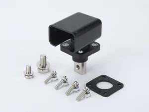 Black panel mount terminal with protective cover